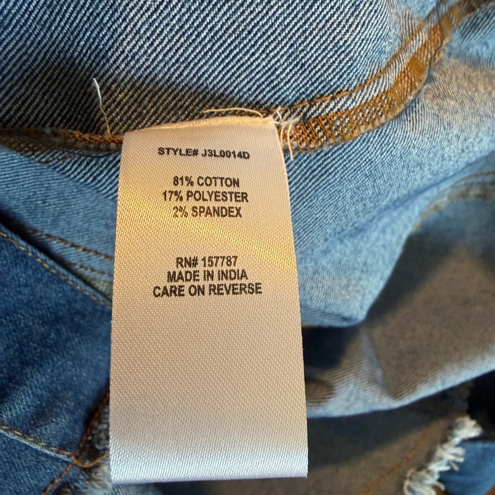 Jolie & Joy Denim Shirt Dress Snap Front Raw Hem Small Blue Western Mini - Picture 5 of 5